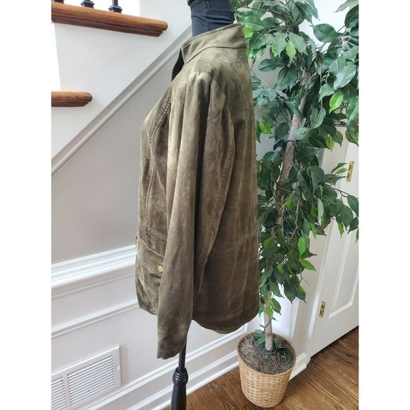 Linea Women Green Polyester Long Sleeve High Neck Full Zip Front Casual Jacket M - Picture 7 of 11